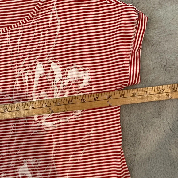 Rebecca G red striped shirt sleeve shirt with print size large - Picture 14 of 14